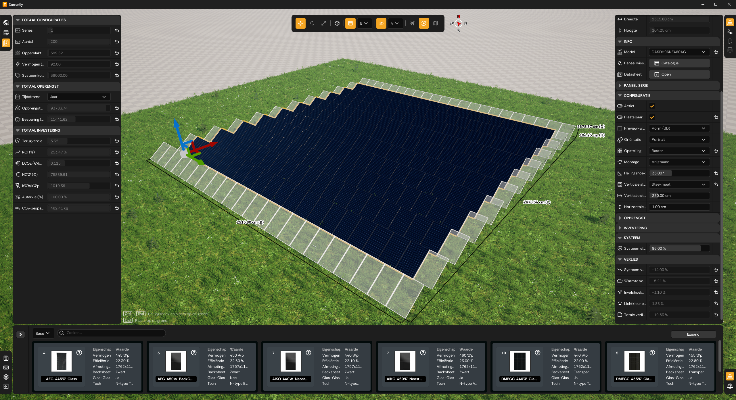 Currently — ground-mounted solar field design with measurements
